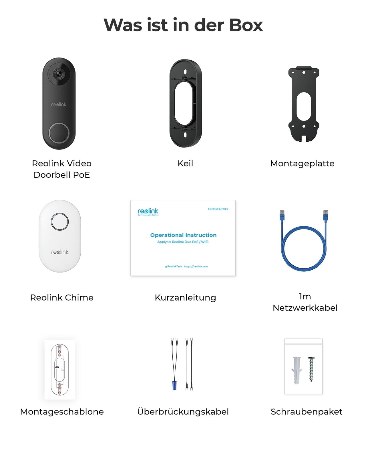 Reolink Smart 2K+ kabelgebundene PoE Video-Türklingel mit Chime Doorbell PoE