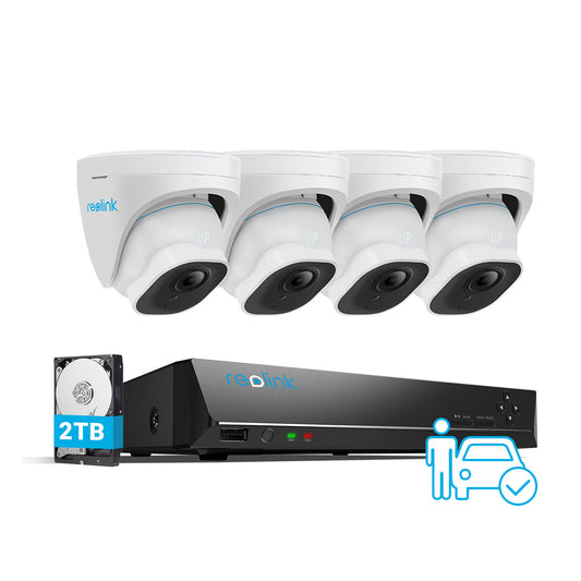 Reolink 8MP PoE Überwachungskamera Set 4x 8MP Dome Kamera 8CH NVR RLK8-800D4-A